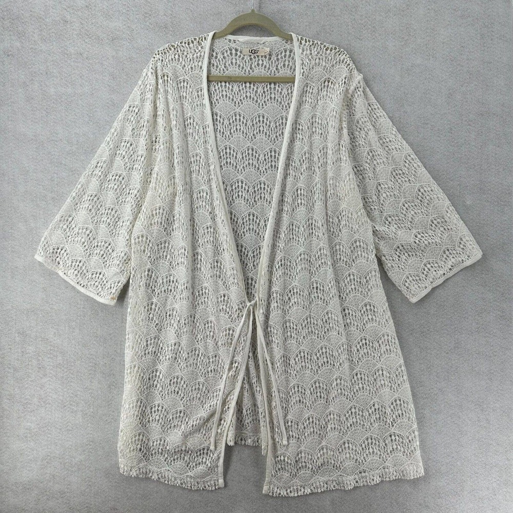 UGG Australia Wrap Kimono Womens Large Lizabeth‎ Sheer Lace Robe Cover Up Ivory